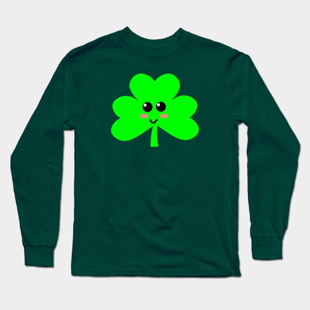 Cute Shamrock Clover St Patricks Day Long Sleeve T-Shirt by POD Creations